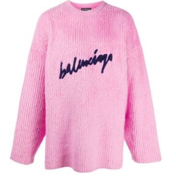 Balenciaga Sweaters - Balenciaga logo embroidered crew neck sweater oversized
